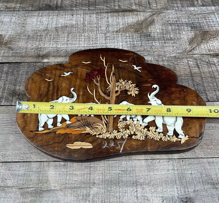 Vintage Elephant Plaque Wall Art Wood