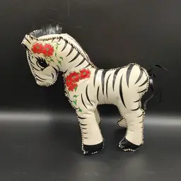 Vtg Vinyl Carnival Prize Stuffed Zebra