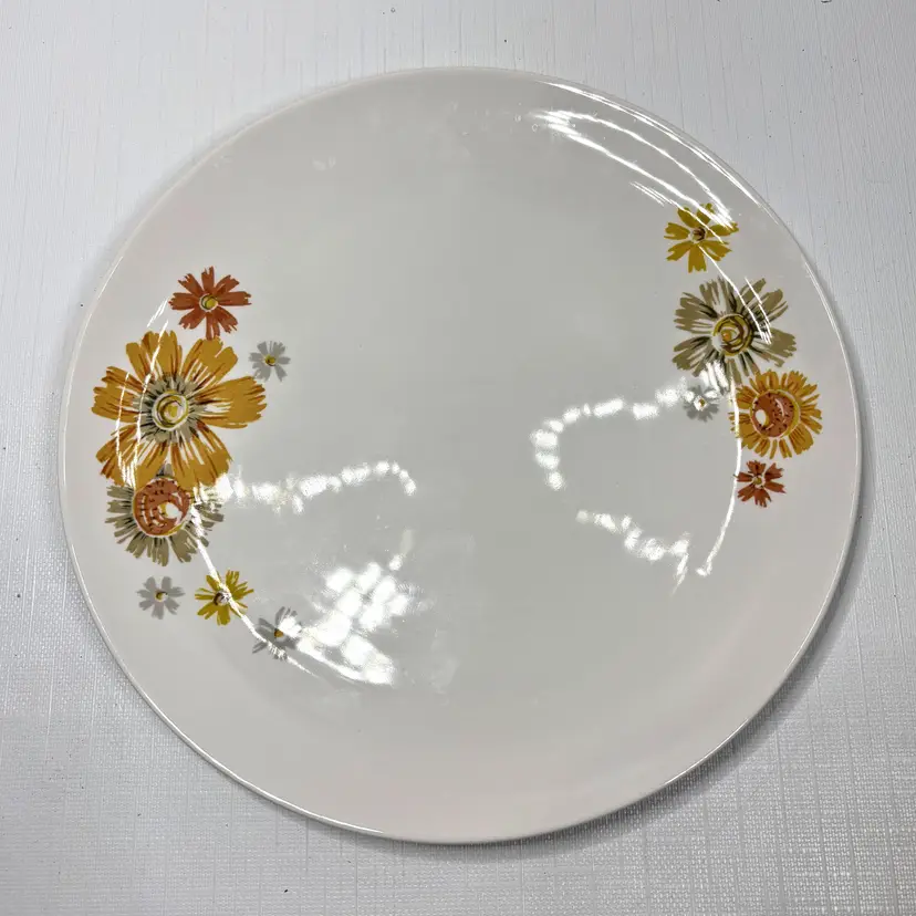 Japan Kokura Ware Salad Plate Marigold Iron Stone 50s Replacement Cottage Core Vintage