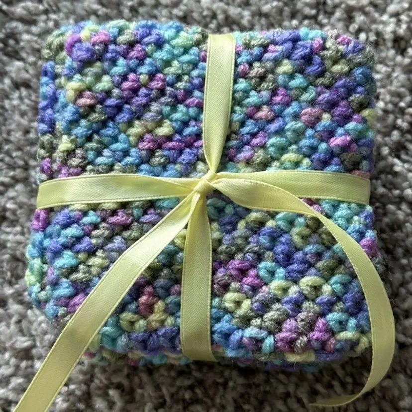 Made With Love Set of Four Crochet Square Cotton Coasters