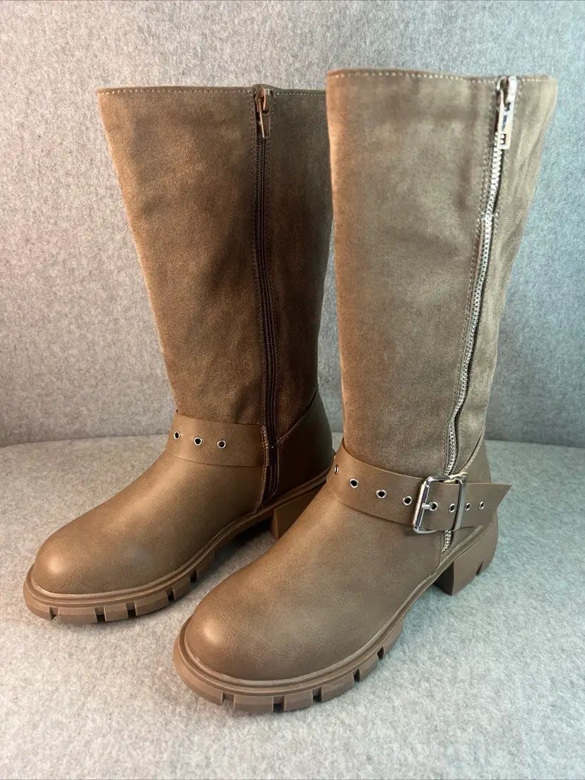 Steve Madden Kids SIZE 4 Boots JHOLLY 482Taupe Brown Mid-Calf RN#128692 NIB