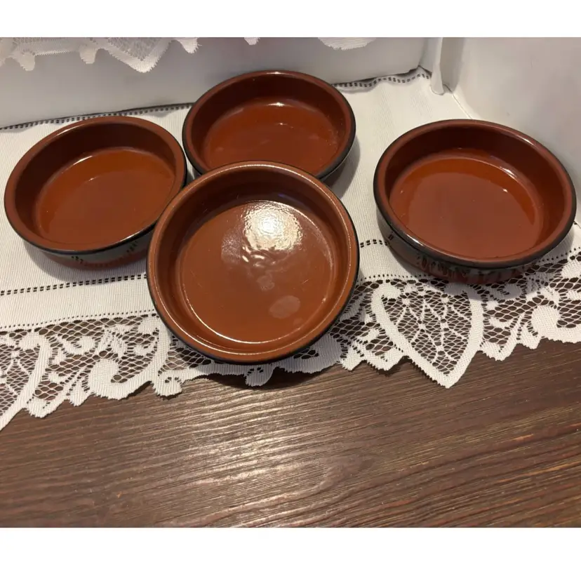 4 Cermer Terracotta Baking/Serving Dishes 4.5” diameter