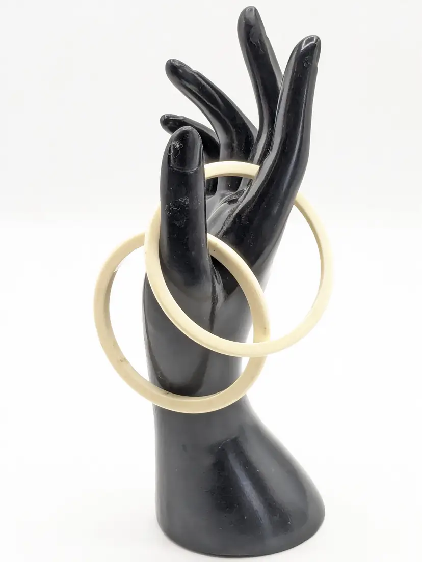 Vintage Cream Color Acrylic Bangle Bracelets Set