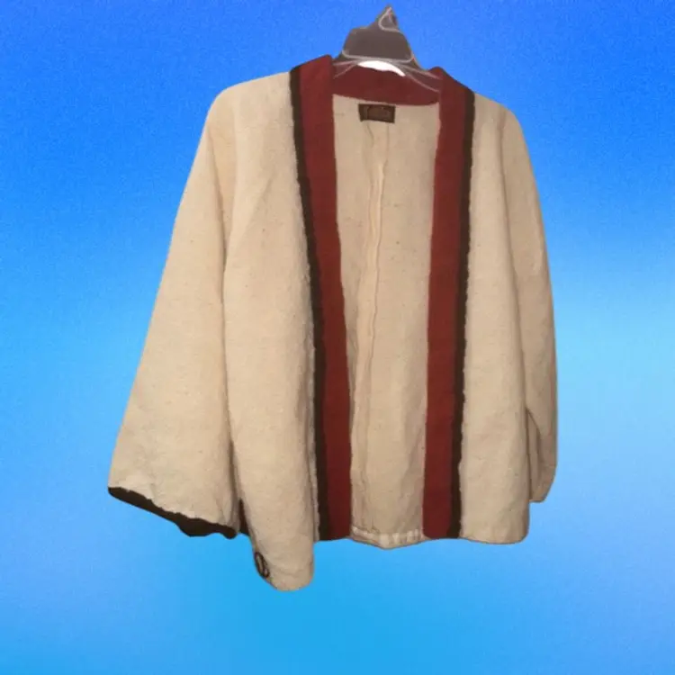 Folklore Olga Fisch Wool Open Jacket Sweater Ecuador Boho