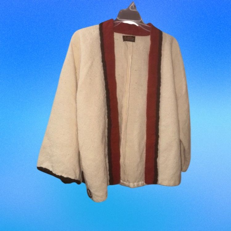 Folklore Olga Fisch Wool Open Jacket Sweater Ecuador Boho