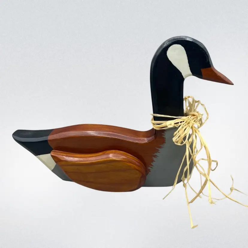 Handmade Wooden Duck Hand Painted And Signed 10” x 7.5”