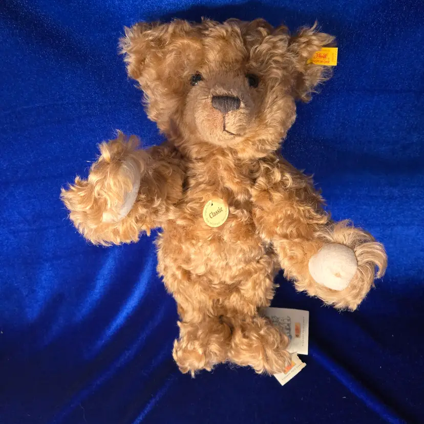 233 Steiff Bear VTG Cinnamon Mohair Growler Fully Jointed All Tags And Gold Button