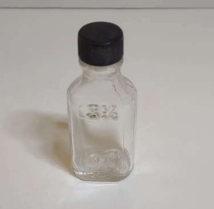 Owens Clear Glass Medicine Bottle Front Embossing 3" Tall Vintage With Cap