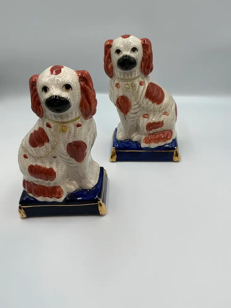 Fitz And Floyd Japan Staffordshire Style Porcelain Spaniel Dog Figure Bookend