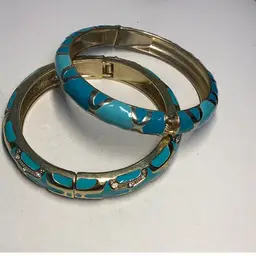 Lot Of 2 Clamper Brackets Turquoise Colored