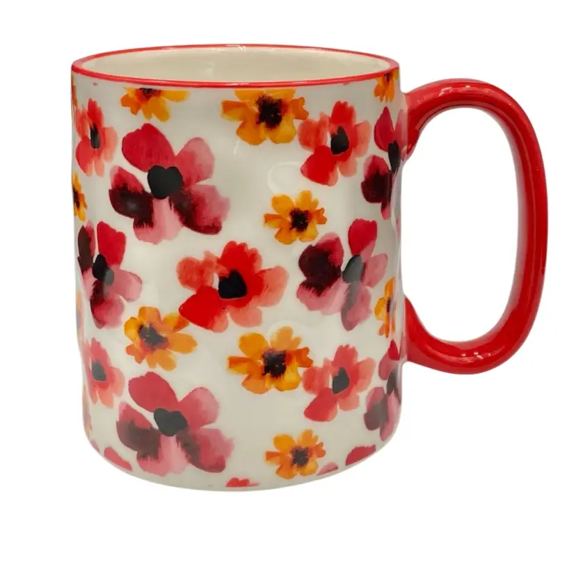 Bella Floral, 10 Strawberry Street Coffee Mug, Pinks/Orange Flowers, Dimpled