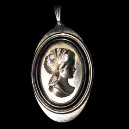 Vintage 1970s Signed Avon 3D Greek Goddess Athena Cameo Black Gold Large Pendant