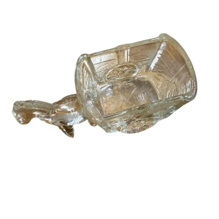 vintage pressed clear glass donkey or horse and cart