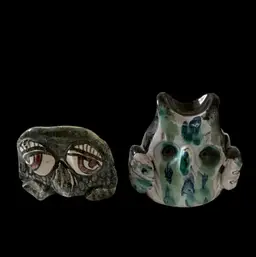 Set Of Two Adorable Mexican Mini Owl Figurines