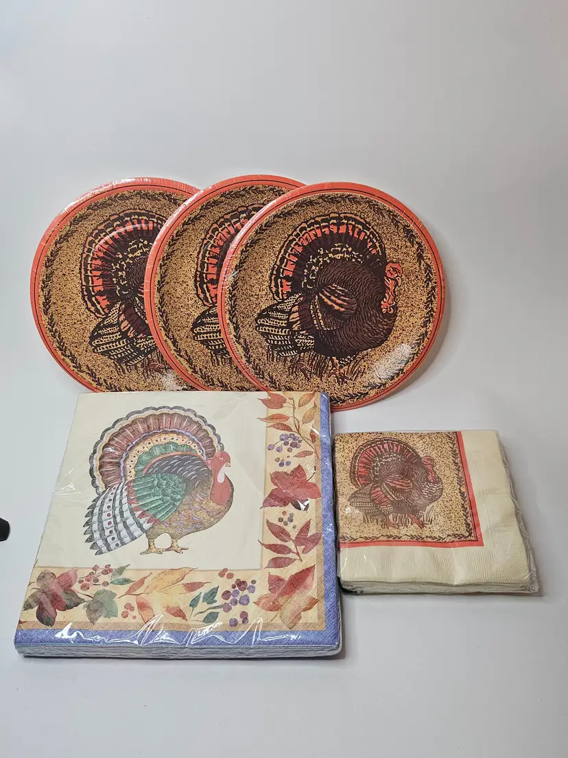 Thanksgiving Turkey Paper Plates And Napkins Disposable Matching Festive