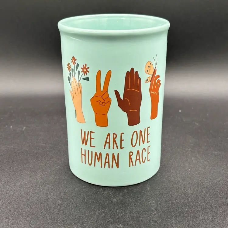 Planter- We Are One Human Race - aqua