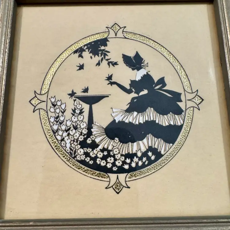 Pair Of Vintage Art Deco Silhouette Art Prints