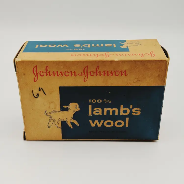 Vintage Lambs Wool Original Box Advertising Johnson & Johnson Partial Contents