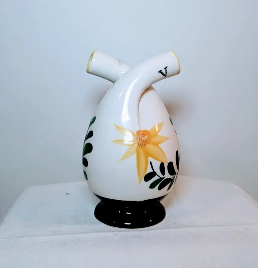 Vintage Nasco Handpainted Sunflower Double Neck Vinegar Oil Cruet