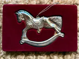 Vintage Silver-Tone Rocking Horse Ornament