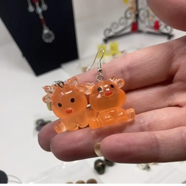 2 Day Sale! 🎉🎄🎉 UV Reactive and Glow in the Dark Reindeer Earrings! 925 Stamped Untested Hooks.  Made By Me!