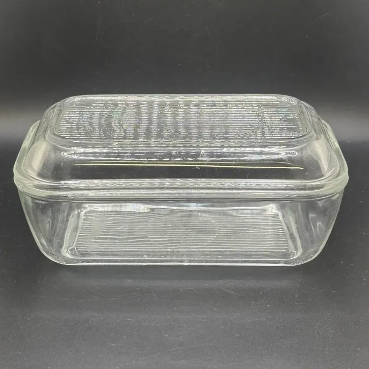Clear Glass Vintage Fridgie Lidded Dish Acoroc France 3”x6”
