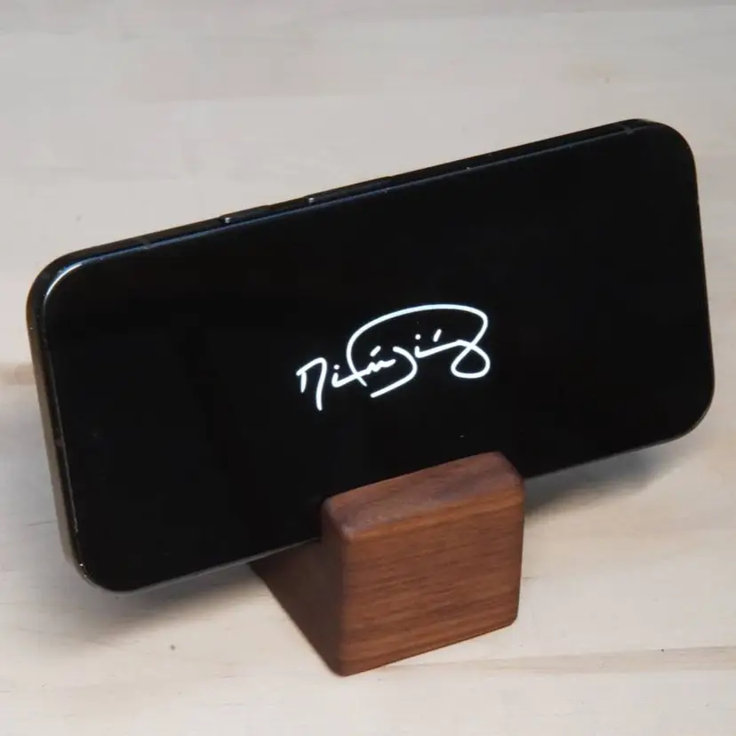 Walnut cell phone stand