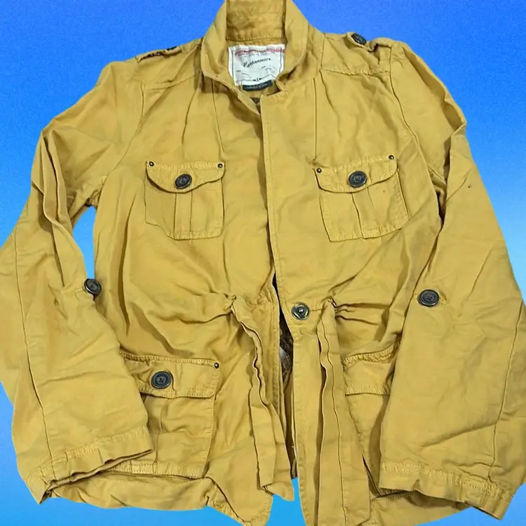 Cartonnier Yellow Linen Cotton Utility Jacket Size 8