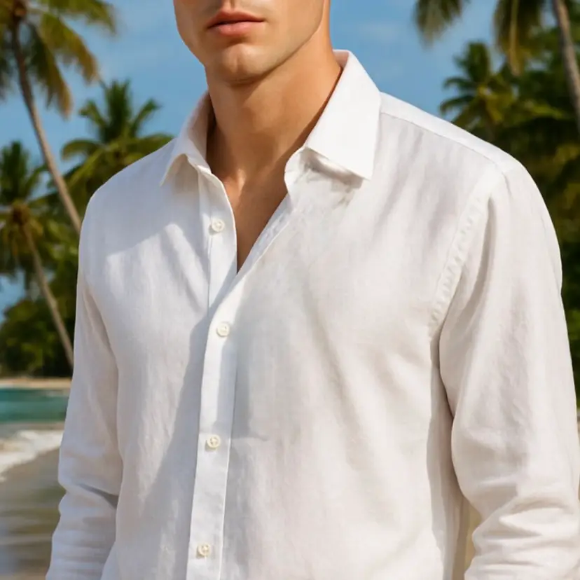 Report Collection White Premium Linen Shirt XL