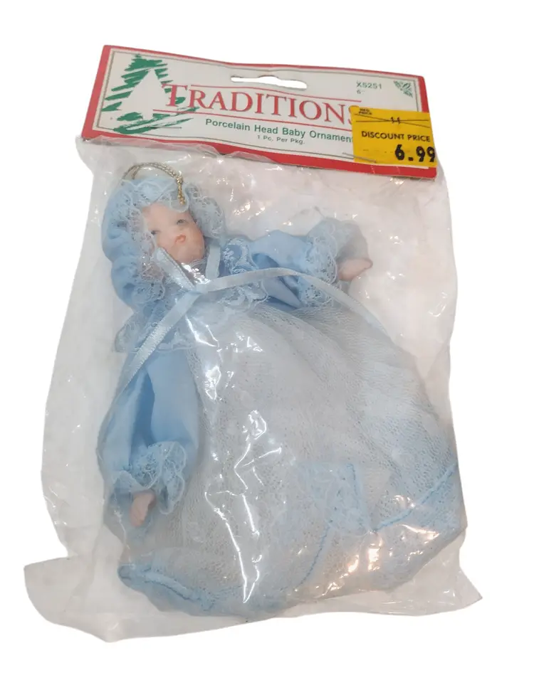 Vintage Porcelain Doll Ornaments Decor Victorian Lace Holiday Hanging Taiwan