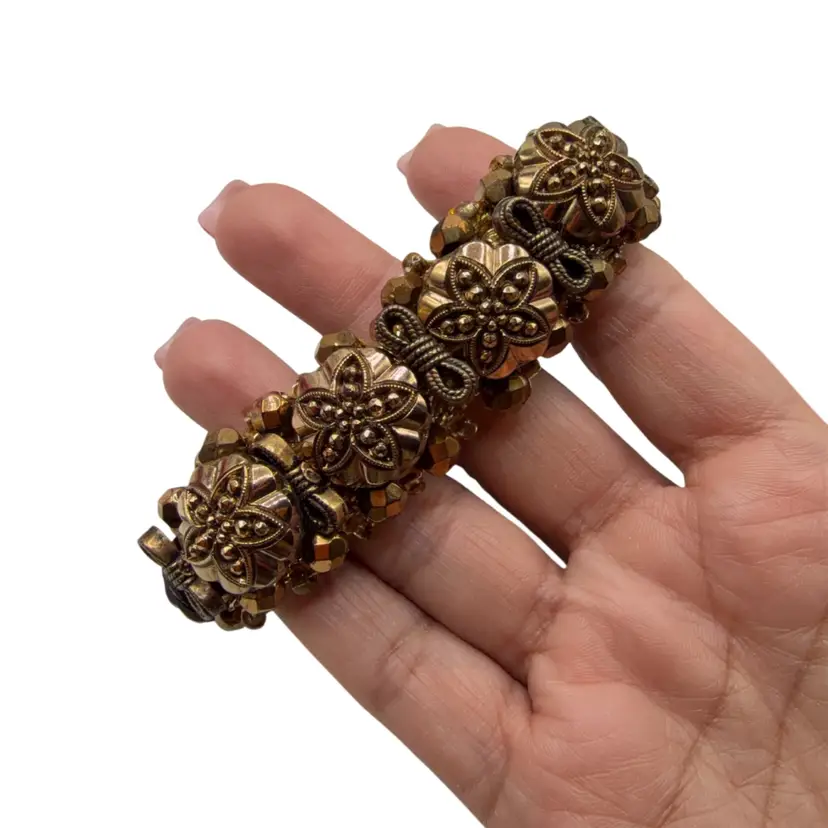 Vintage Warm Tones Fabric Stretch Bracelet