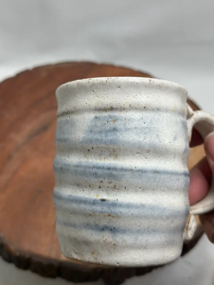 Art Pottery Stripes Mug Pottery Coffee Stoneware Artisan Signed