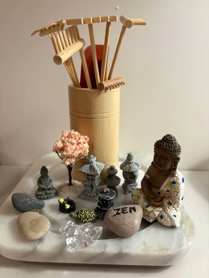 Miniature Table Top Zen Garden Decor And Tools