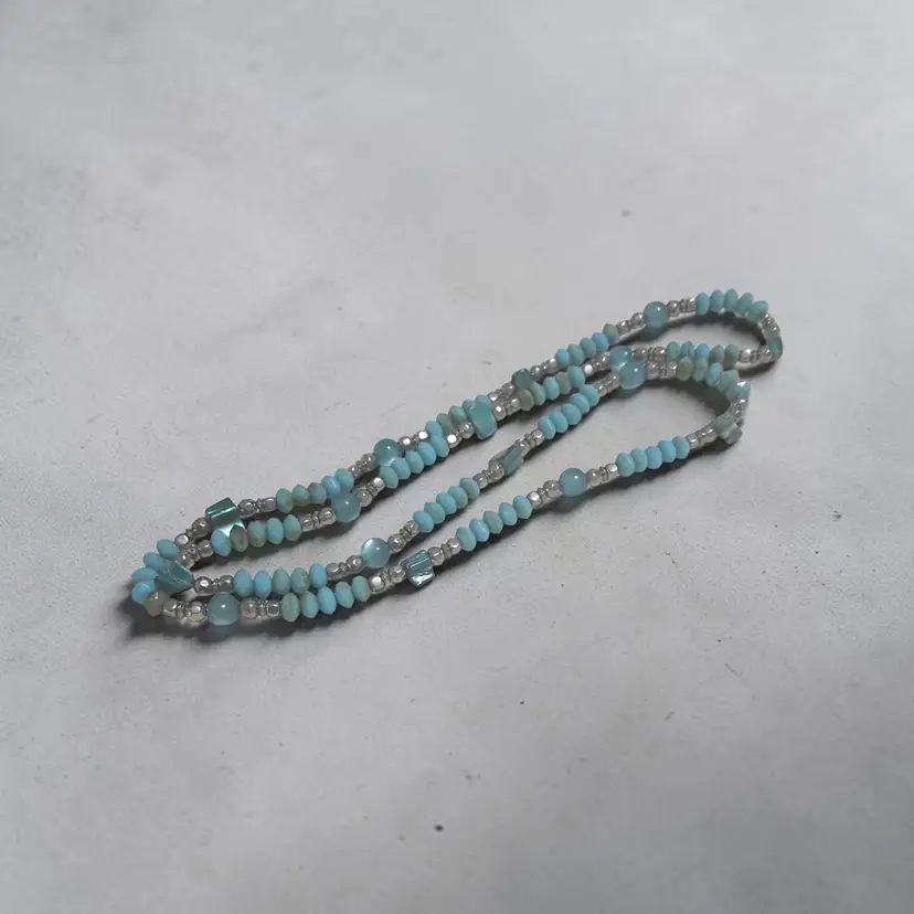 Blue Turquoise  Beaded  Necklace