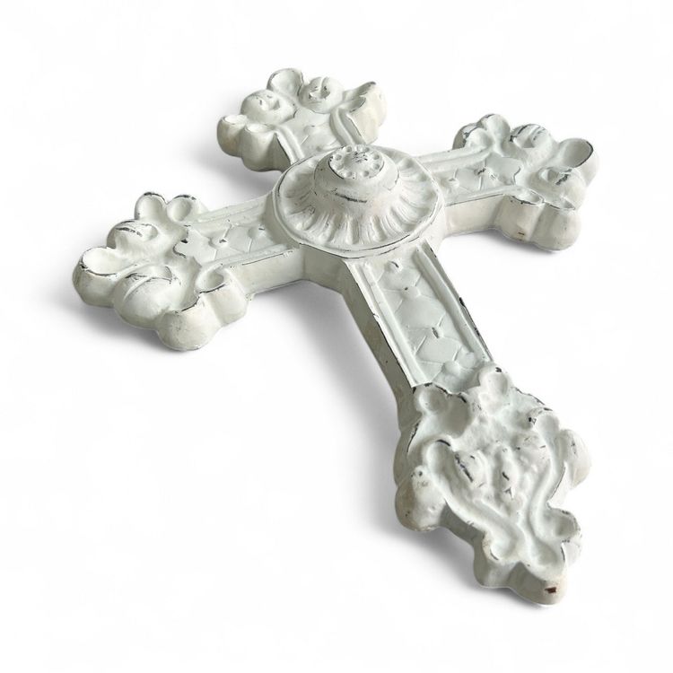 Rustic White Resin Hanging Cross Wall Decor