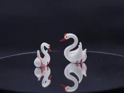 Miniature Murano Milk Glass Swan Pair