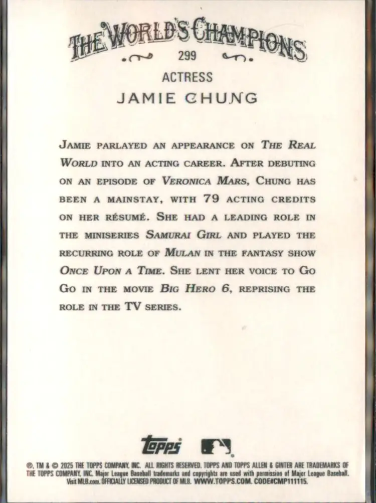 2025 Topps Allen & Ginter #299 Jamie Chung Foil Filagree - (135) -