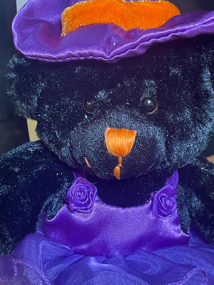 Dan Dee Small Purple Halloween Witch Teddy Bear Plush 12" Black Tutu 2009
