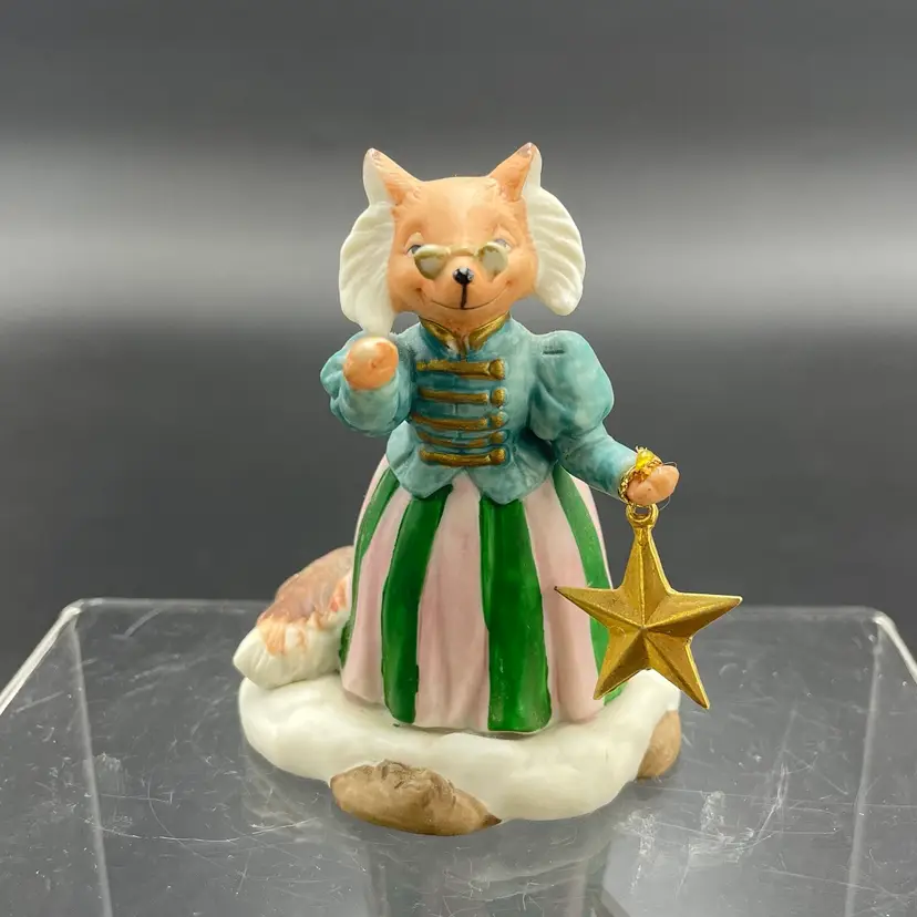 Fitz & Floyd Holiday Hamlet Enchanted Forest Miss Fox School Mistress Miniature Figurine