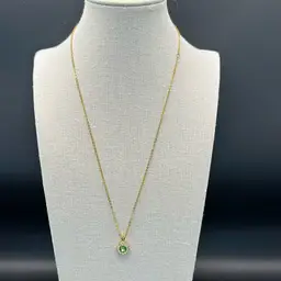 25 - Avon Green Rhinestone Pendant Necklace - It Glows!