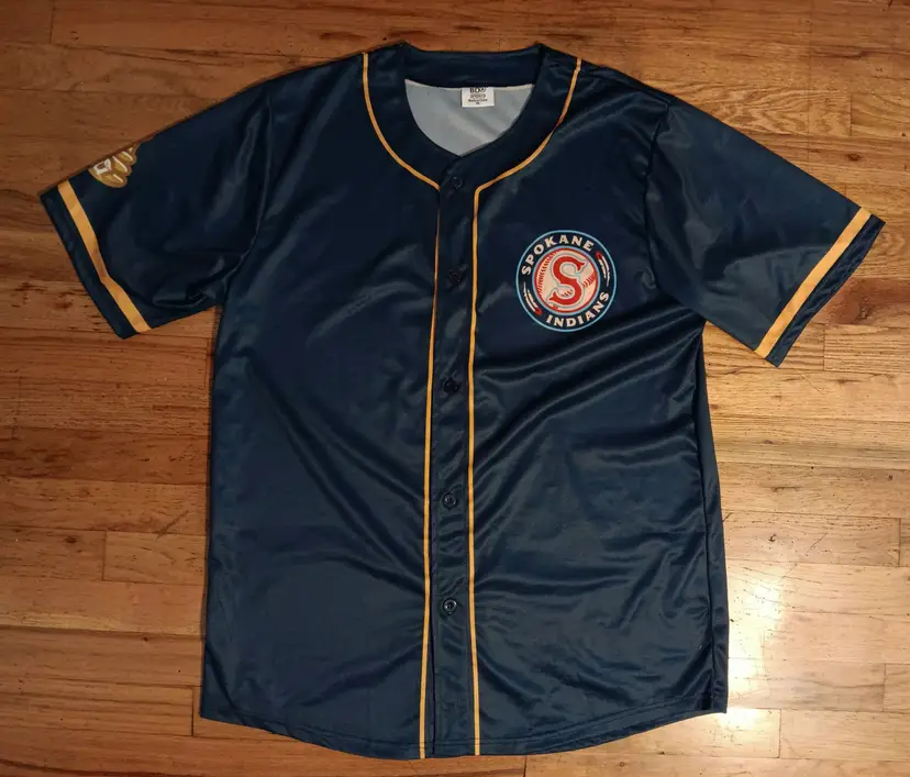 Spokane Indians Gold Glove Member Jersey NEW MILB Baseball Blue Chiefs Hockey