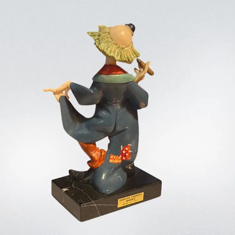 Fontanini Depose Italy 941 Smoking Clown Figurine On Carrara Marble Base Vintage