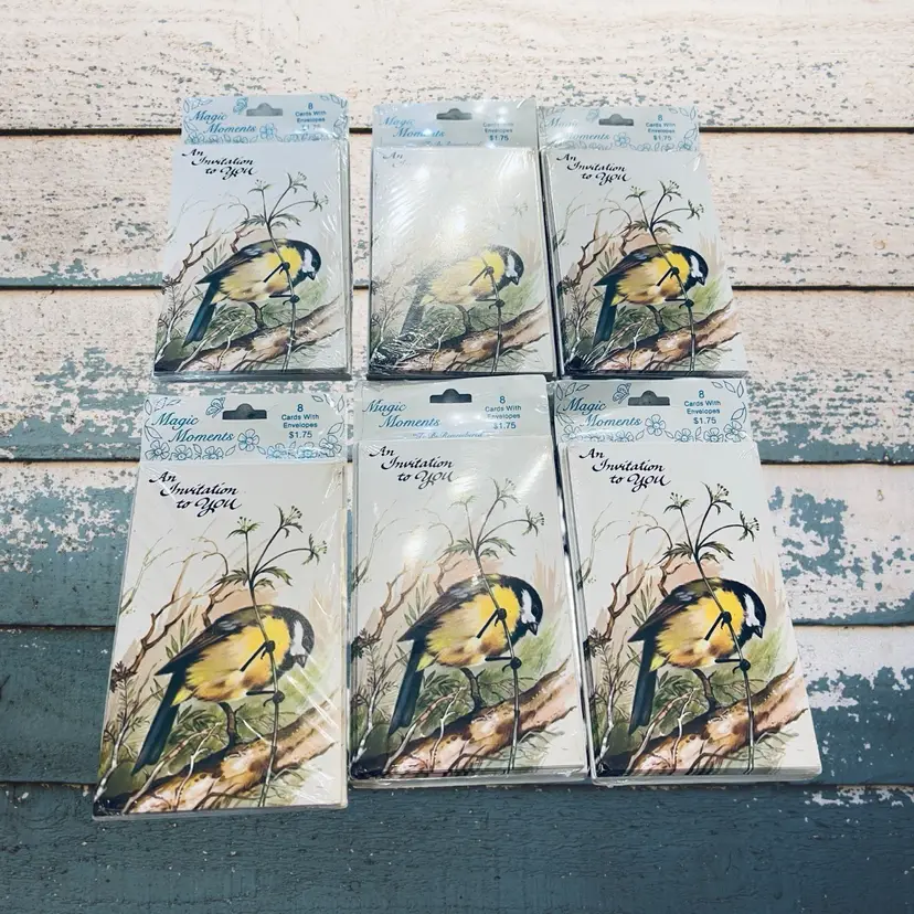 Vintage Magic Moments Bird Party Invite Invitations Lot Ephemera Craft DIY Supply NOS 6 Packs