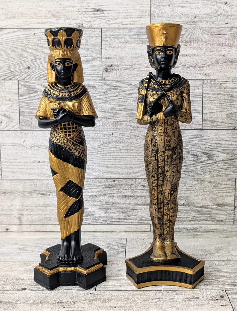 Vintage Veronese Ancient Egyptian Figural Candle Stick Holder Set