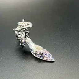 Large Shoe Purse Charm Silver Tone 2” Long