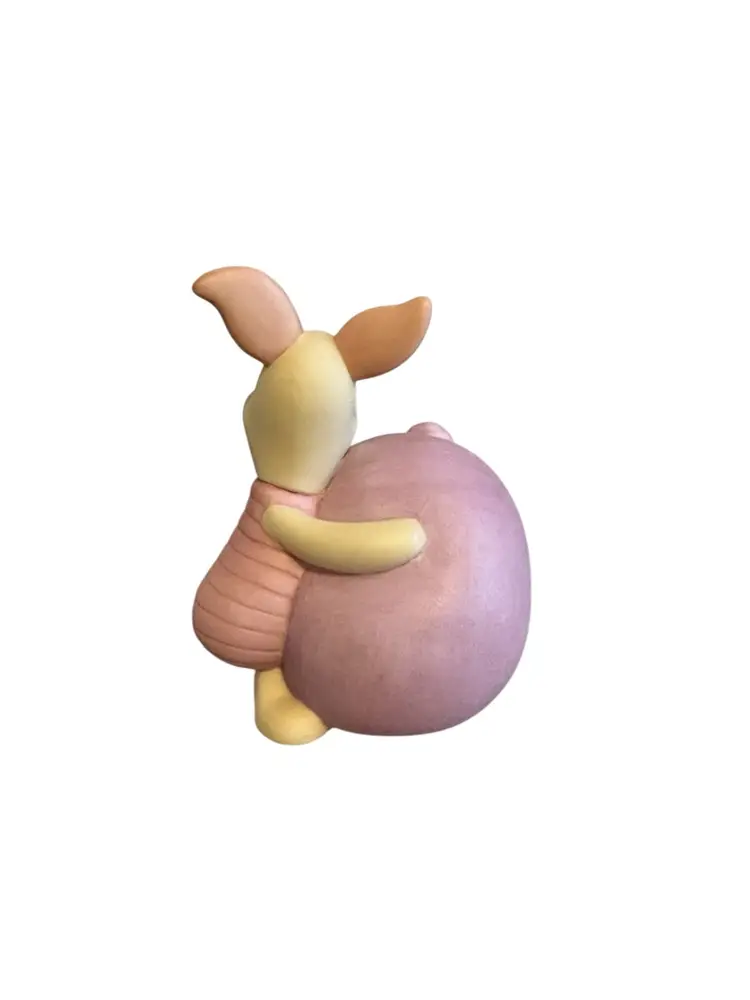 Disney Piglet Figurine with Balloon Porcelain Marked Disney China Pink 3.5”