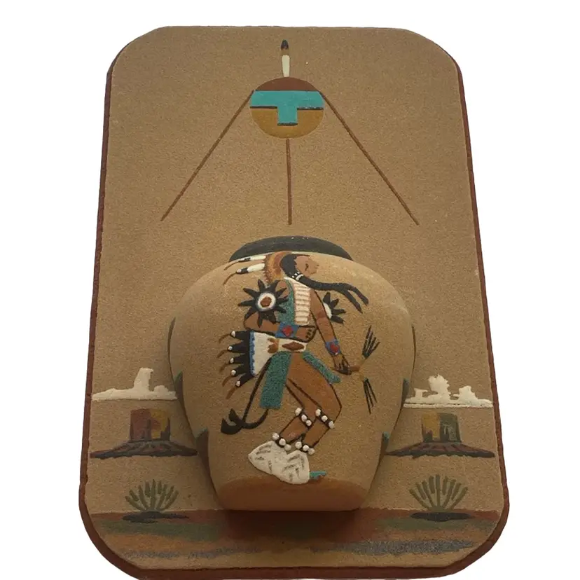 Navajo Artist Freddie Nelson Handmade 3-D Sand Art Painting 