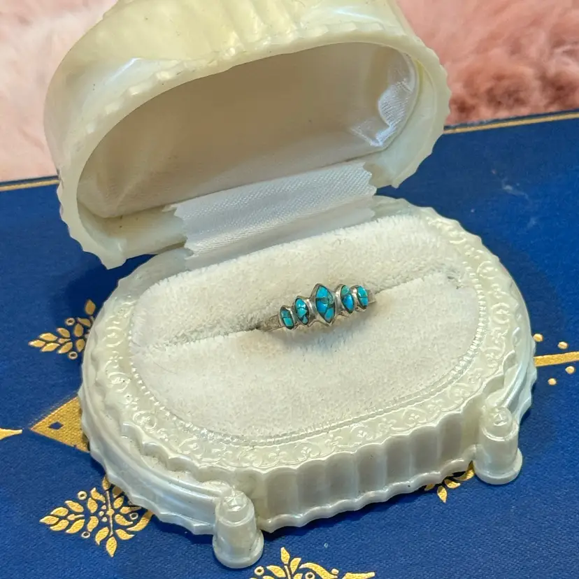 Sterling Silver Blue Gemstone Ring Size 7