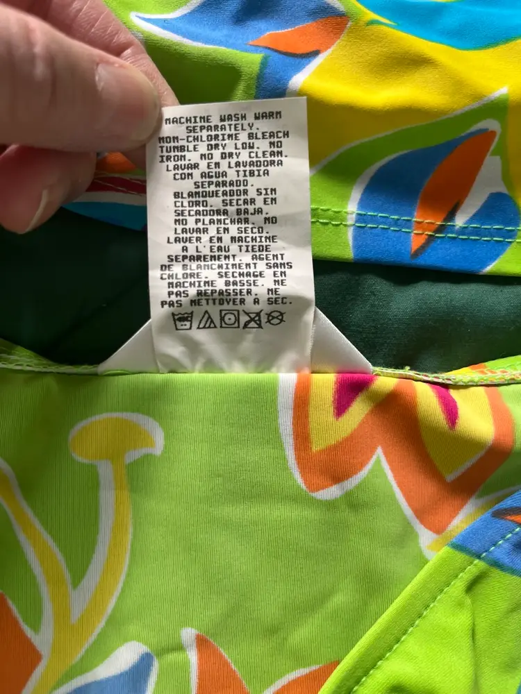 1990s Sz 8 Oscar de la Renta 2-pc Tankini Tropical Green ELASTIC May Need Fix