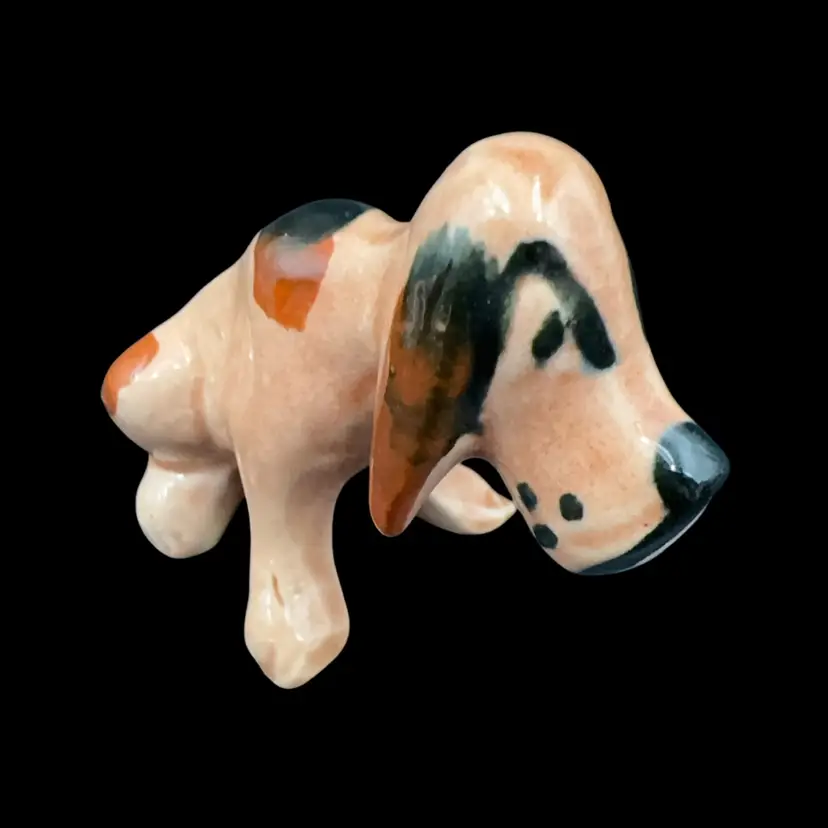 Vintage Ceramic Brown Sitting Dog, Hillbilly Hound, Glazed Dog Figurine